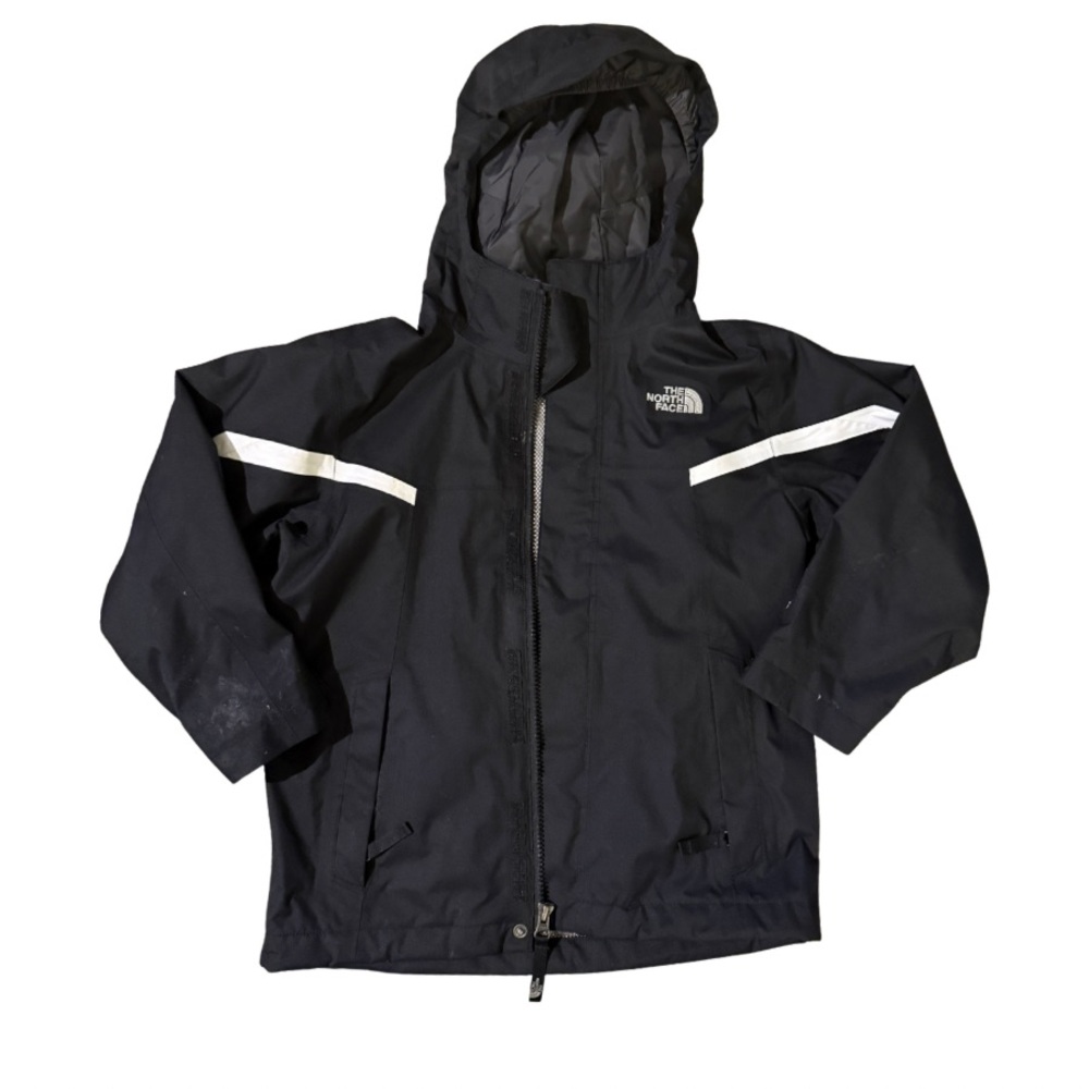 The North Face Kids Black Raincoat with white logo - size 6